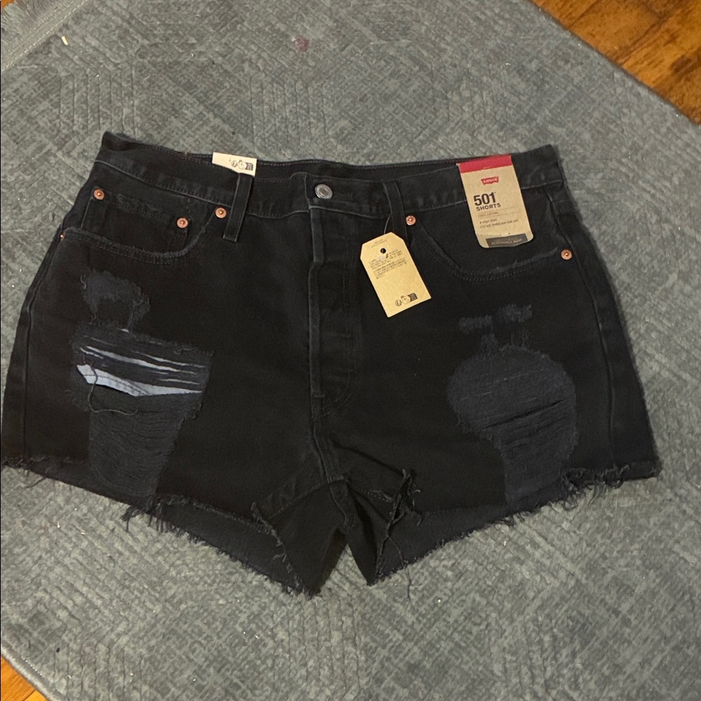 Levi's Black Distressed 501 Women's Jean Shorts
